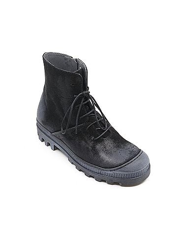 Lofina Lace-Up Suede Boots in Black (view 2)
