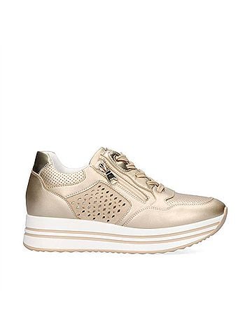 Renato Garini Women's Perforated Low Top Sneaker in Gold (view 1)