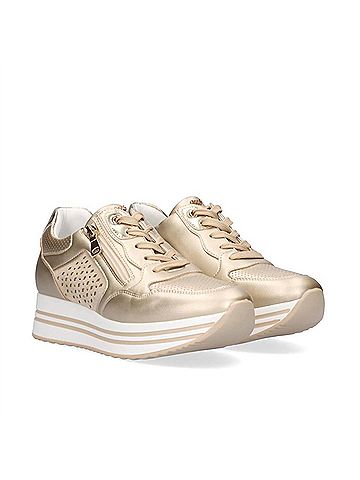 Renato Garini Women's Perforated Low Top Sneaker in Gold (view 2)