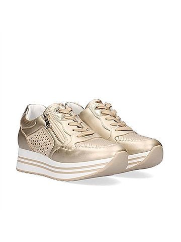Renato Garini Women's Perforated Low Top Sneaker in Gold (view 2)