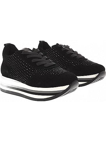 Softwaves Women's Cassia Bling Tie Sneakers in Black (view 2)