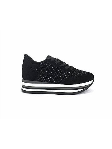 Softwaves Women's Cassia Bling Tie Sneakers in Black (view 1)