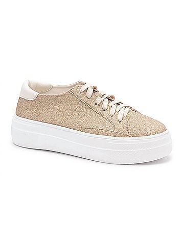 Hey Girl by Corkys Women's Glaring Sneaker in Golden Glitter (view 1)