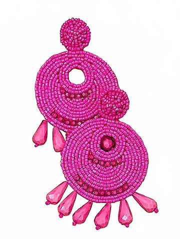 Jess Lea Women's Beaded Drop Earrings in Hot Pink (view 1)
