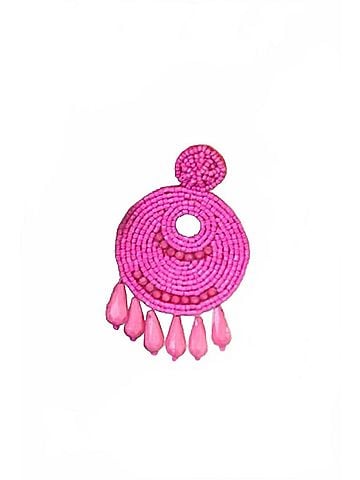 Jess Lea Women's Beaded Drop Earrings in Hot Pink (view 2)