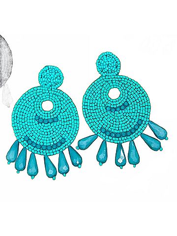 Jess Lea Women's Beaded Drop Earrings in Turquoise (view 1)