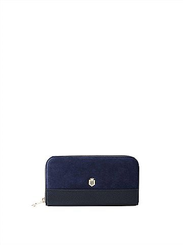 Fairfax & Favor Women's Salisbury Purse in Navy Suede (view 1)