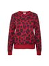 Kinross 100% Cashmere Animal Print Leopard Print Red Black Purple Cashmere Pullover Sweater Size L - photo 1