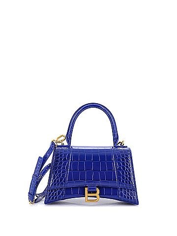 Balenciaga Hourglass Top Handle Bag Crocodile Embossed Leather Small (view 1)