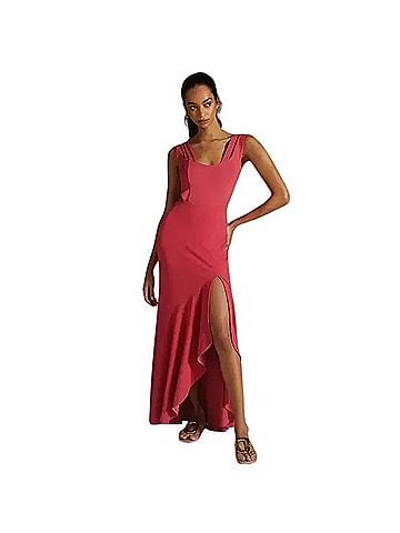 Anthropologie Maeve Open-Back Breezy Knit High Slit Maxi Dress Casual Dress (view 1)