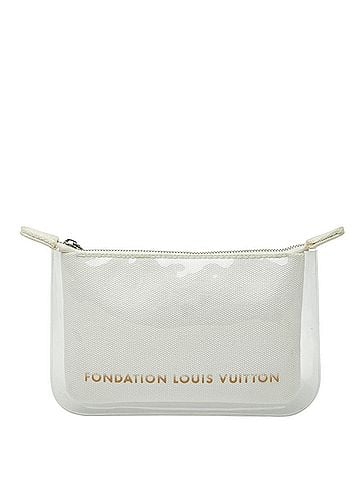 Louis Vuitton Louis Vuitton Fondation LOUIS VUITTON Handbag Pouch Cosmetic Small Item Case White Cotton Women's (view 1)