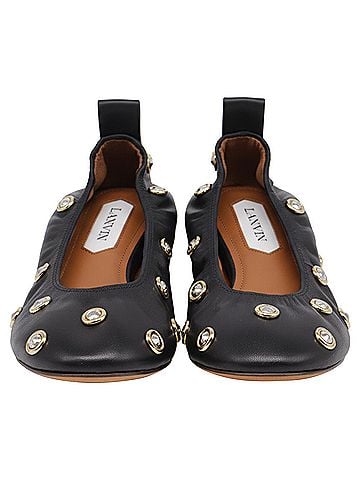 Lanvin Lanvin Studs Ballerina Flats in Black Leather (view 2)