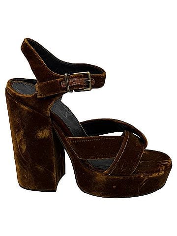 Jil Sander Jil Sander Twisted Platform Sandals in Brown Velvet (view 1)