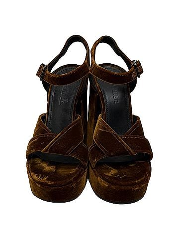 Jil Sander Jil Sander Twisted Platform Sandals in Brown Velvet (view 2)