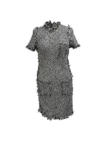 Lanvin Lanvin Tweed Short Sleeve Mini Dress in Black and White Cotton (view 1)