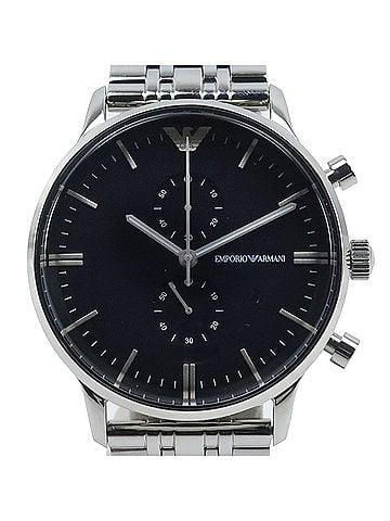 Emporio Armani Emporio Armani AR0389 Stainless Steel Silver Quartz Chronograph Men's Watch with Black Dial (view 1)