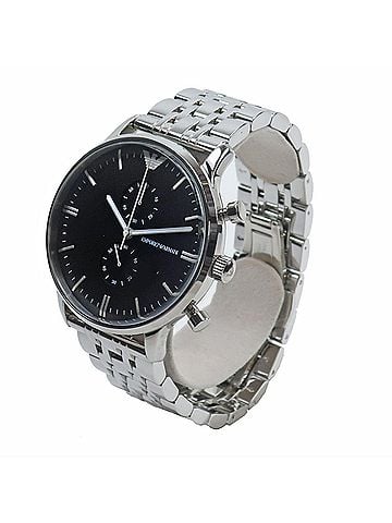 Emporio Armani Emporio Armani AR0389 Stainless Steel Silver Quartz Chronograph Men's Watch with Black Dial (view 2)