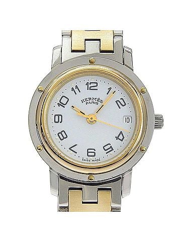 Hermès Hermes Clipper watch CL3.240, stainless steel, quartz, analog, white dial, women's. (view 1)