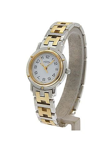 Hermès Hermes Clipper watch CL3.240, stainless steel, quartz, analog, white dial, women's. (view 2)