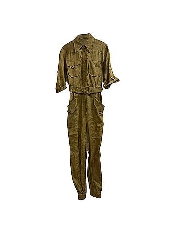 Zimmermann  Zimmermann Belted Jumpsuit in Khaki Linen (view 1)