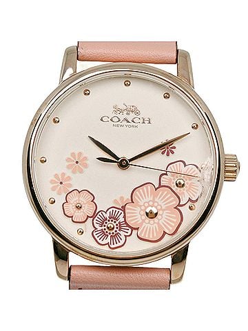Coach Coach watch CA.113.7.34.1539, stainless steel and leather strap, quartz, analog, white dial, women's. (view 1)