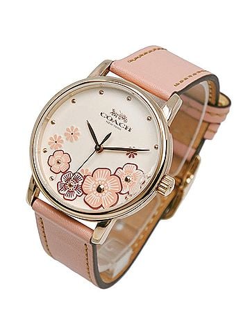 Coach Coach watch CA.113.7.34.1539, stainless steel and leather strap, quartz, analog, white dial, women's. (view 2)
