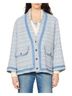 Sandro Checkered-gingham Tweed Blue White Blazer Size IT42 - photo 4