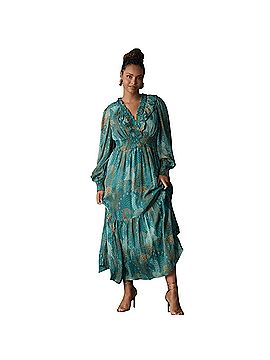 green emerald velvet dress Anthropologie Green Chiffon Tie Front 