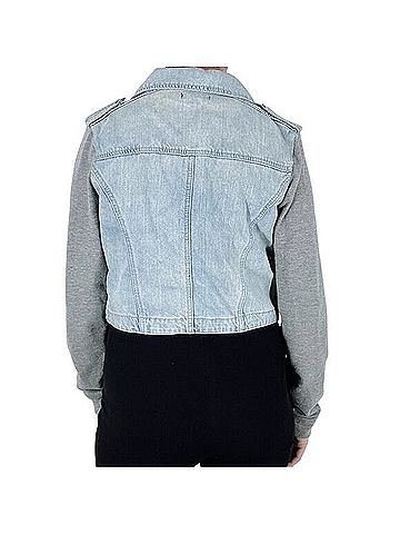 Millau Denim Sweatshirt Combo Asymmetrical Jean Jacket Jacket (view 2)