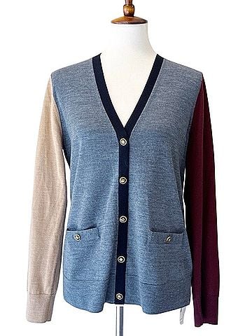 Tory Burch Madeleine Colorblock Wool Cardigan (view 1)