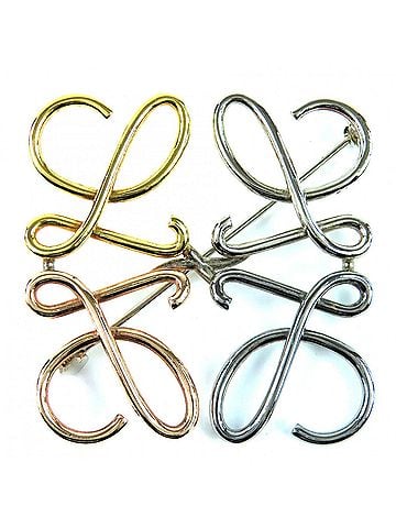 Loewe LOEWE Anagram Brooch in 4 Colors: Gold, Silver, Bronze. Comes with dust bag. Highly popular and recommended for women. (view 1)