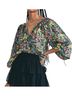 LoveShackFancy Floral Black Green Pink Long Sleeve Blouse Size XS - photo 1