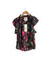 Figue 100% Silk Floral Multi Color Short Sleeve Blouse Size XS - photo 4