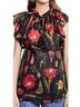 Figue 100% Silk Floral Multi Color Short Sleeve Blouse Size XS - photo 2