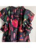 Figue 100% Silk Floral Multi Color Short Sleeve Blouse Size XS - photo 8