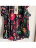 Figue 100% Silk Floral Multi Color Short Sleeve Blouse Size XS - photo 6