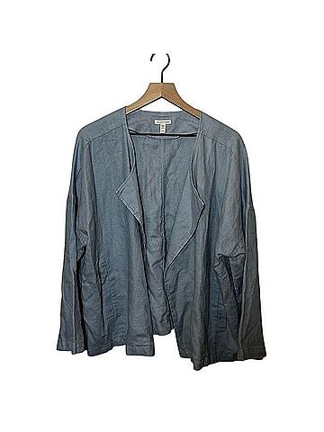 Eileen Fisher Heavy Organic Linen Drape Front Jacket Boxy Fit Jacket (view 1)