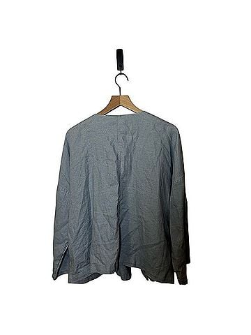 Eileen Fisher Heavy Organic Linen Drape Front Jacket Boxy Fit Jacket (view 2)