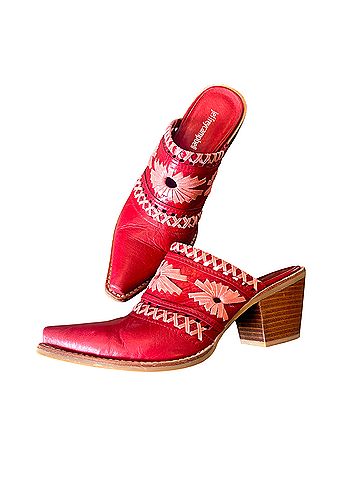 Jeffrey Campbell   Woven Embroidered Western
Leather Western Mules Pink Red Size 8 Mule/Clog (view 2)