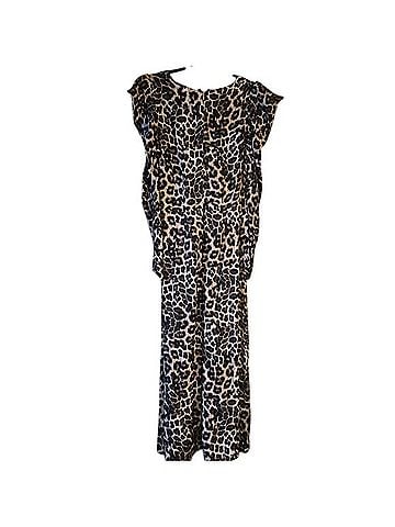 FARM Rio Ruched Leopard V-Neck Satin Midi-Dress Casual Dress (view 2)