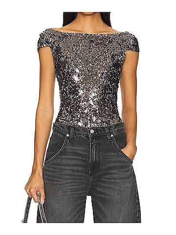 Free People Late Last Night Tee in Gunmetal (view 2)