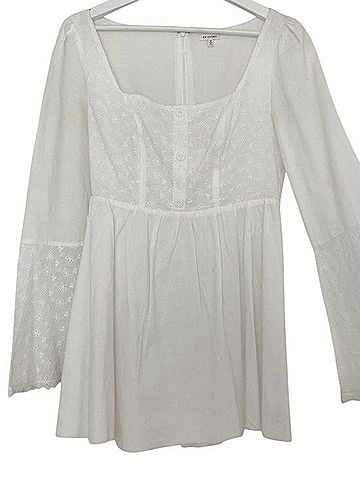En Creme White Eyelet Button Front Dress Casual Dress (view 1)