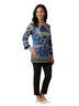 Sunny Leigh Floral Blue Black White Long Sleeve Top Size M - photo 1