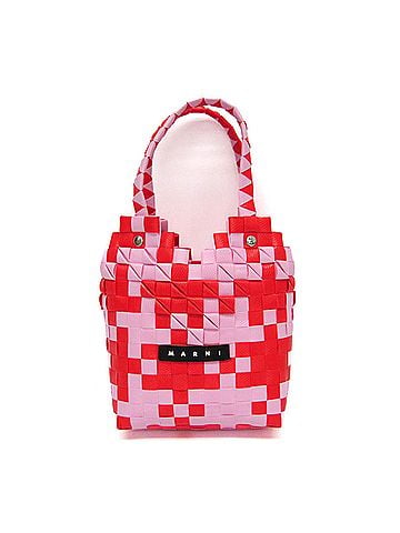 MARNI Marni Kids Line Diamond Basket Bag Girls,Women Polypropylene,Leather Handbag Pink,Red Color (view 1)