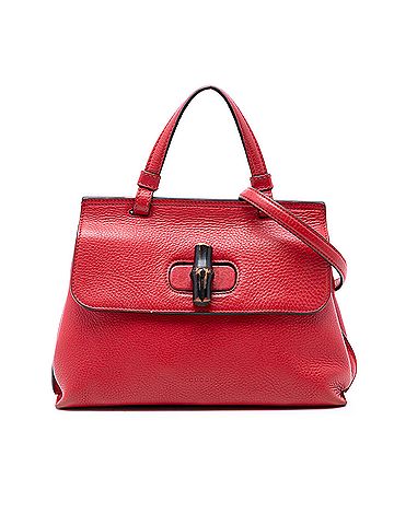 Gucci Small Leather Bamboo Daily Satchel (view 1)