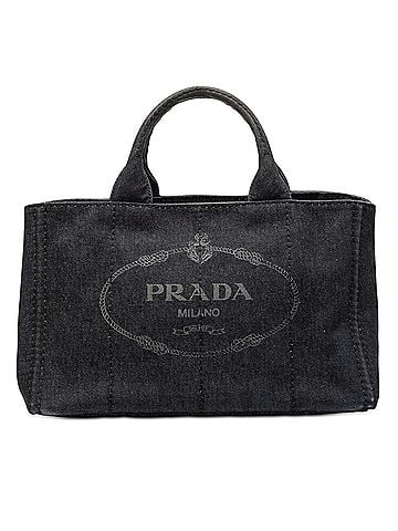 Prada Denim Canapa Logo Satchel (view 1)