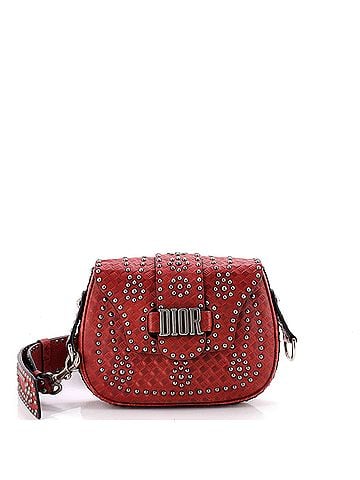 Christian Dior D-Fence Saddle Bag Studded Embossed Leather Small (view 1)