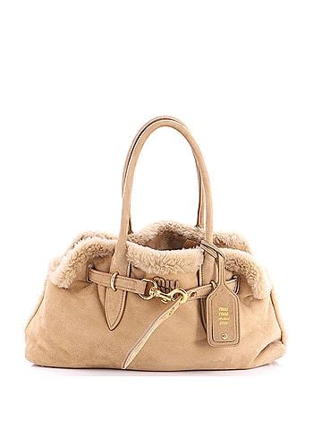 Miu Miu Aventure Tote Suede with Shearling Large (view 1)