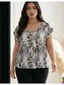 Daniel Rainn 100% Polyester Print Black White Short Sleeve Blouse Size XL - photo 6