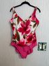White Stag Floral Multi Color Pink One Piece Swimsuit Size 1X - photo 5
